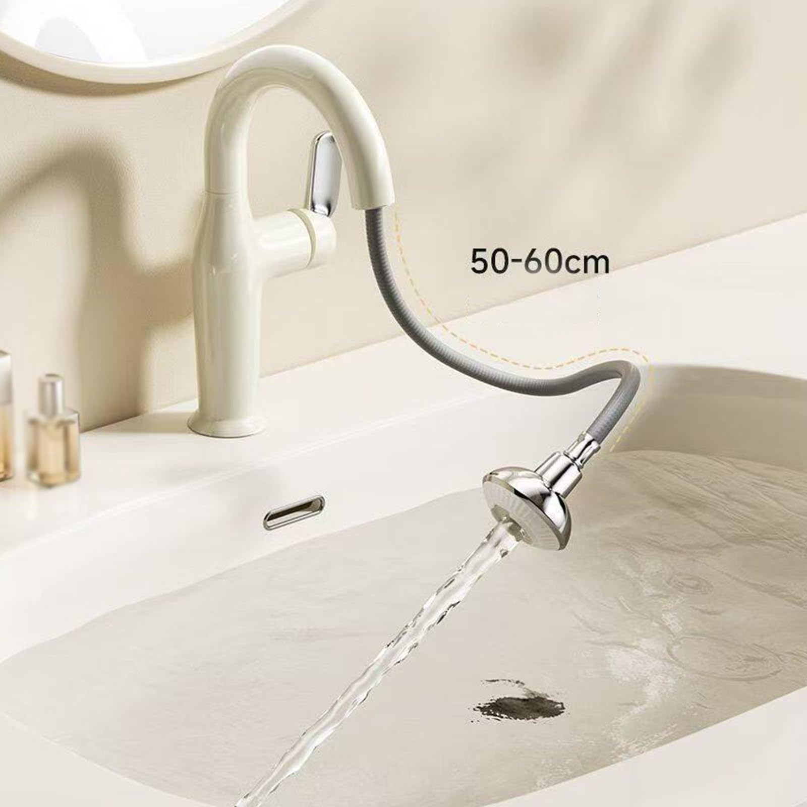 Rubinetto da Bagno Miscelatore Estraibile A 2 Funzioni per Lavabo da Bagno Acqua Calda E Fredda In Ottone Moderno Colore Rosso