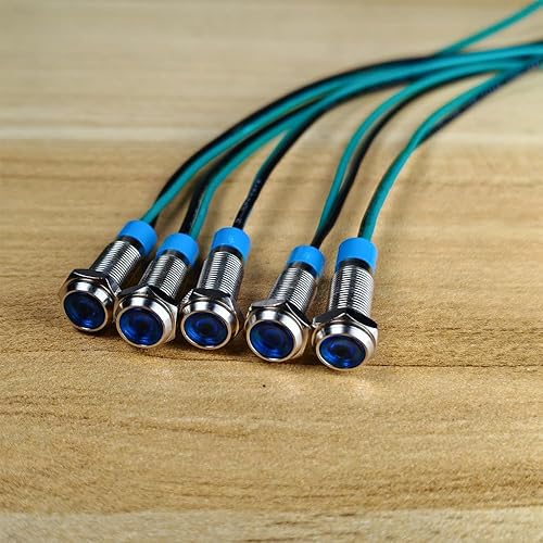 Vista 23 de 5 unids 0.236 in 3V-4.5V-5V-6V-7.5V-9VDC LED Indicador de Metal Luz Impermeable Lámpara de Señal Piloto Dash Direccional Coche Camión Barco