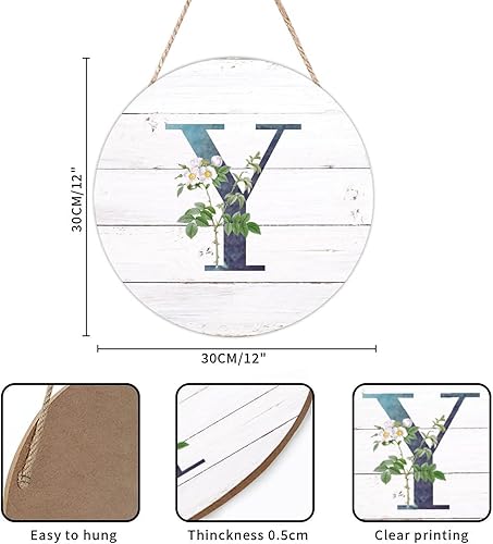 Vista 168 de Welcome Sign for Wall Initial Letter C Blue Round Wood Signs Monogram White Floral Wood Plaque Fresh Flowers 12in Mid Century Home Wall Decor for