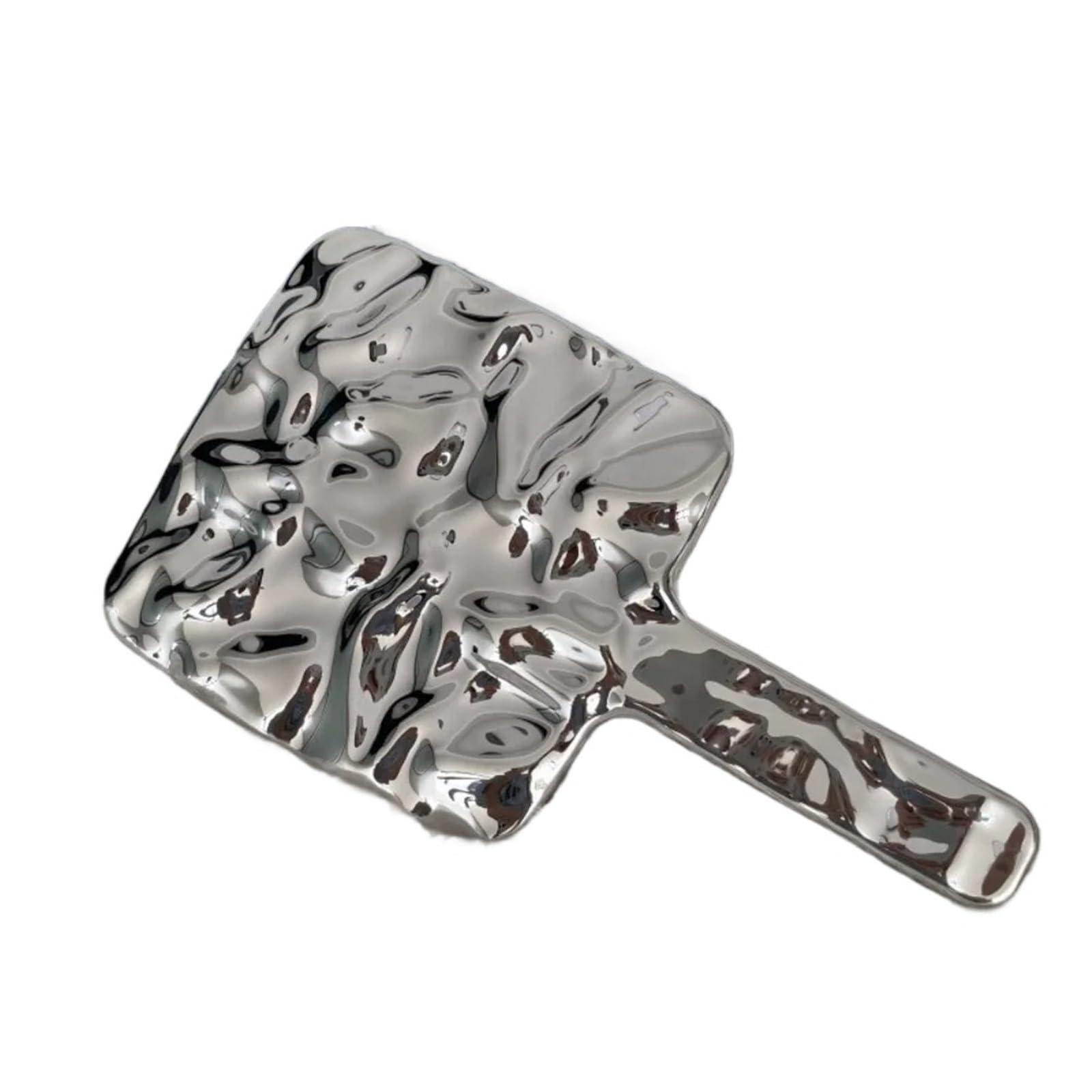 Espejo de Maquillaje portátil Espejo de Maquillaje Mano Cuadrado Redondo portátil con Mango galvanizado, pequeño Espejo Belleza for Viajes(28x16cm-Square)