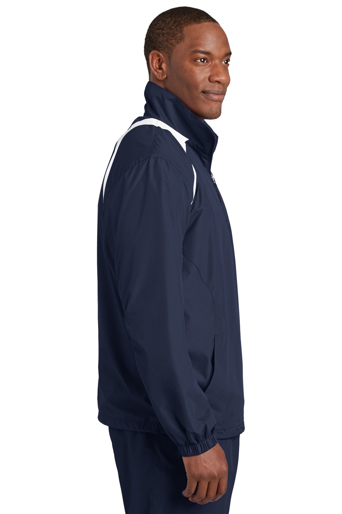 SPORT-TEK 1/2-Zip Wind Shirt JST75, True Navy/White, Medium