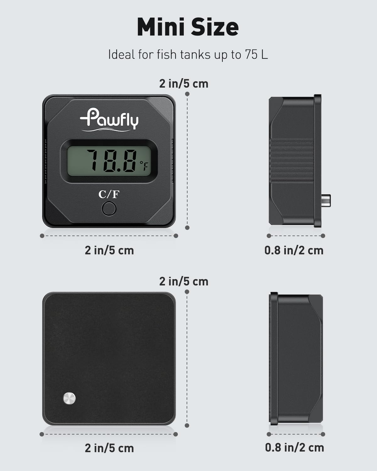 Pawfly Aquarium Magnet Glass Cleaner with Thermometer, Magnetic Fish Tank Cleaner - Image 4