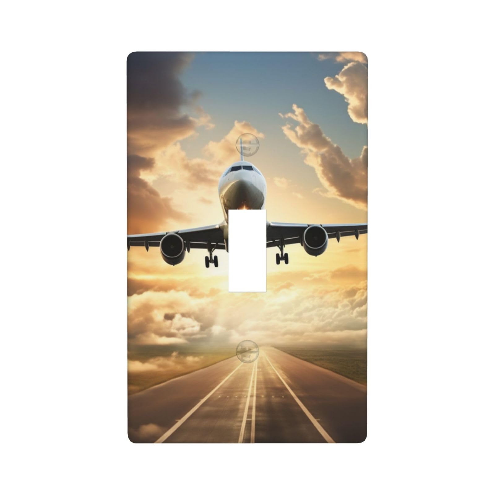 1-Gang Decorator Wall Plate Airplane Light Switch Cover Single Toggle Receptacle Outlet Wall Plate 4.5" x 2.8" Wallplate Unbreakable Polycarbonate Outlet Faceplates Covers
