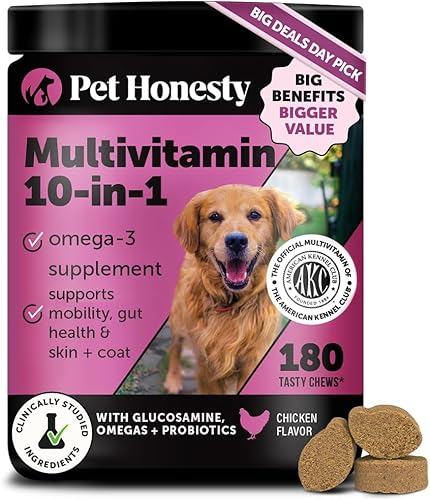 Miniatura 1 de Pet Honesty Multivitamínico para perros 10 en 1, vitaminas para perros para la salud y el corazón, aceite de pescado para perros, glucosamina,