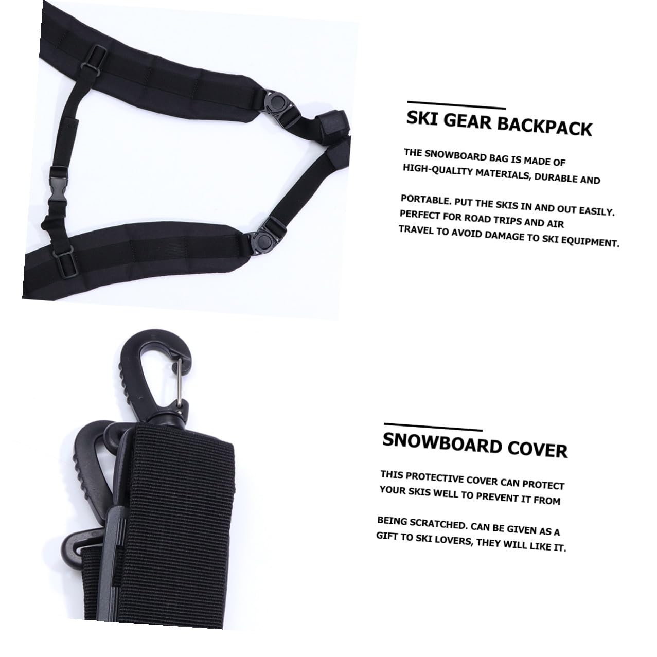 NOLITOY Funda para Snowboard Práctica y Ligera, Bolsa Protectora para Tabla, Mochila para Equipo de Snowboard Doble Correa para Transporte, Adecuado para Viajes y Deportes de Invierno