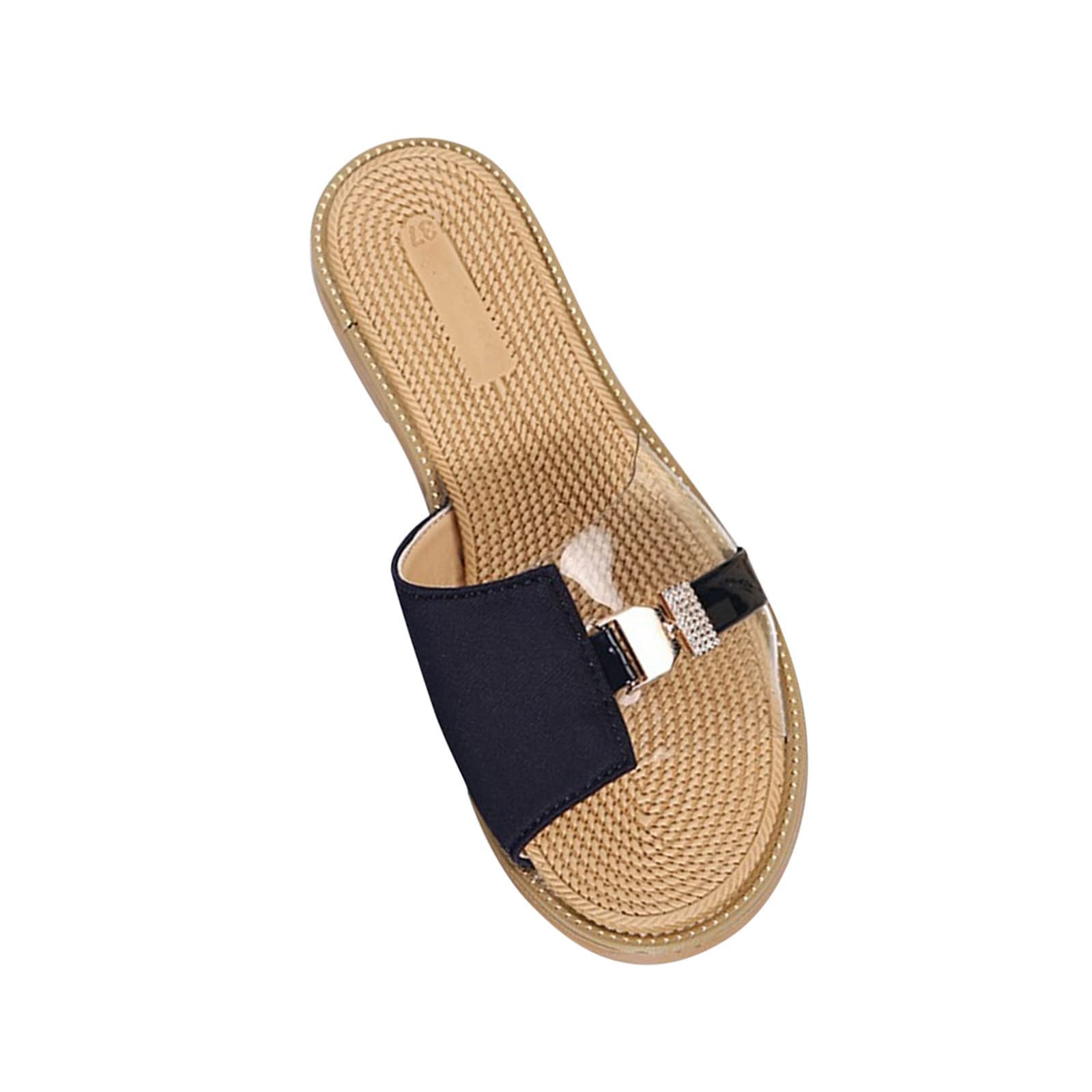 Womens Slip-On Slider Shoes Open Toe Flat Summer Casual Slipper Vintage Casual Sandals Outdoor Beach Sandals Anti-Slip Bathroom Slippers Pool Shoes Breathable Indoor Home House Sandals Slippers