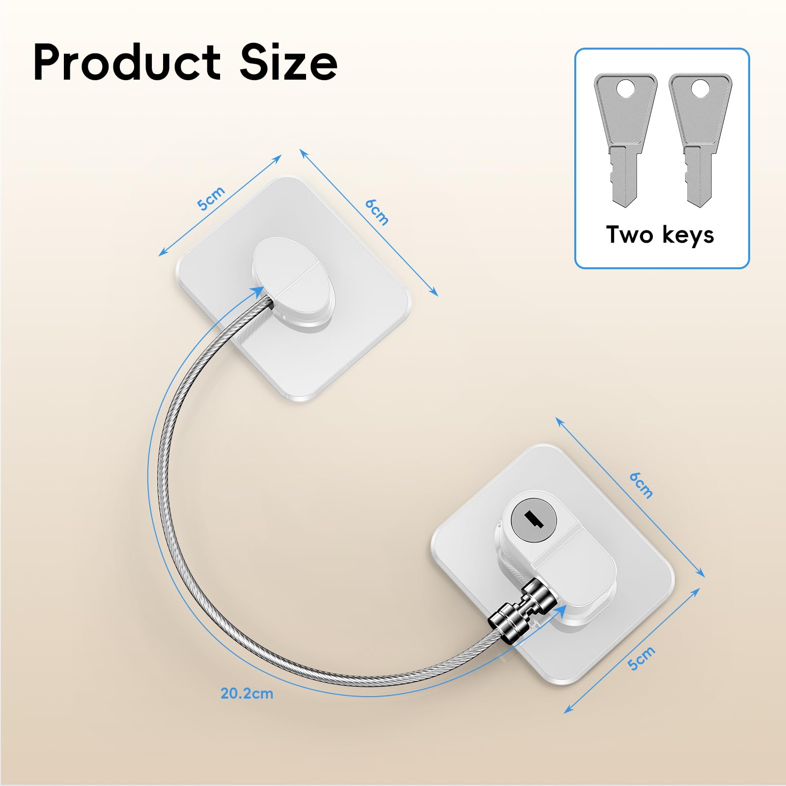 2 Pièce Cadenas Frigo Porte Avec des Clés pour Bébés, Enfants et Adultes, Verrou Frigo Auto-adhésif Bloque Cadenas Sécurité pour Frigo, Armoires et Tiroirs, Four, Fenêtres (Brevet) (Blanc-2 pièces)