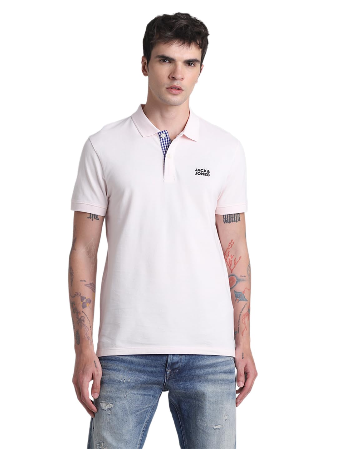 jack & jones Men Cotton Solid Slim Fit Polo T-Shirt-picture-24