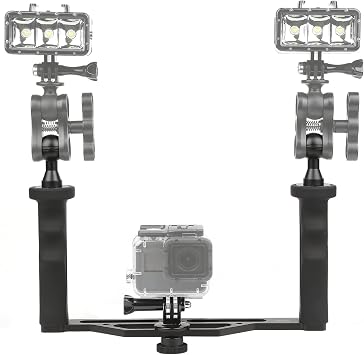 SHOOT Aluminium Alloy Handheld Stabilizer Tray Handle Grip for Hero 13/12/11/10/9/8/7 6/5/4/3+/3 and 6 inch Dome Port and All LED Video Light Camera Camcorder with 1/4 inch Screw Hole