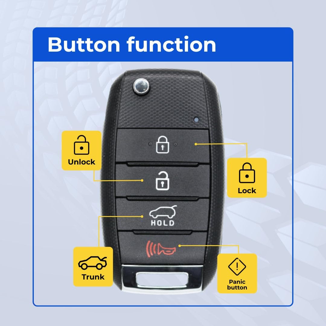 Replacement Keyless Entry Remote Flip Key Fob Compatible with 2017 Sorento 4 Button Fcc OSLOKA-910T Part Number 95430-C5100 Pack of 2