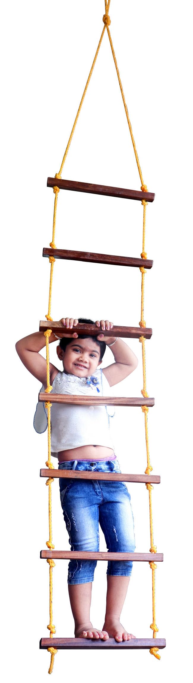 Homecute Rope Ladder for Kids for Physical Activity, Outdoor & Indoor Swing Set Accessories, Wooden Children Climbing Swing Kids Sports Toys for 3 to 10 Years (Ninja Ladder)
