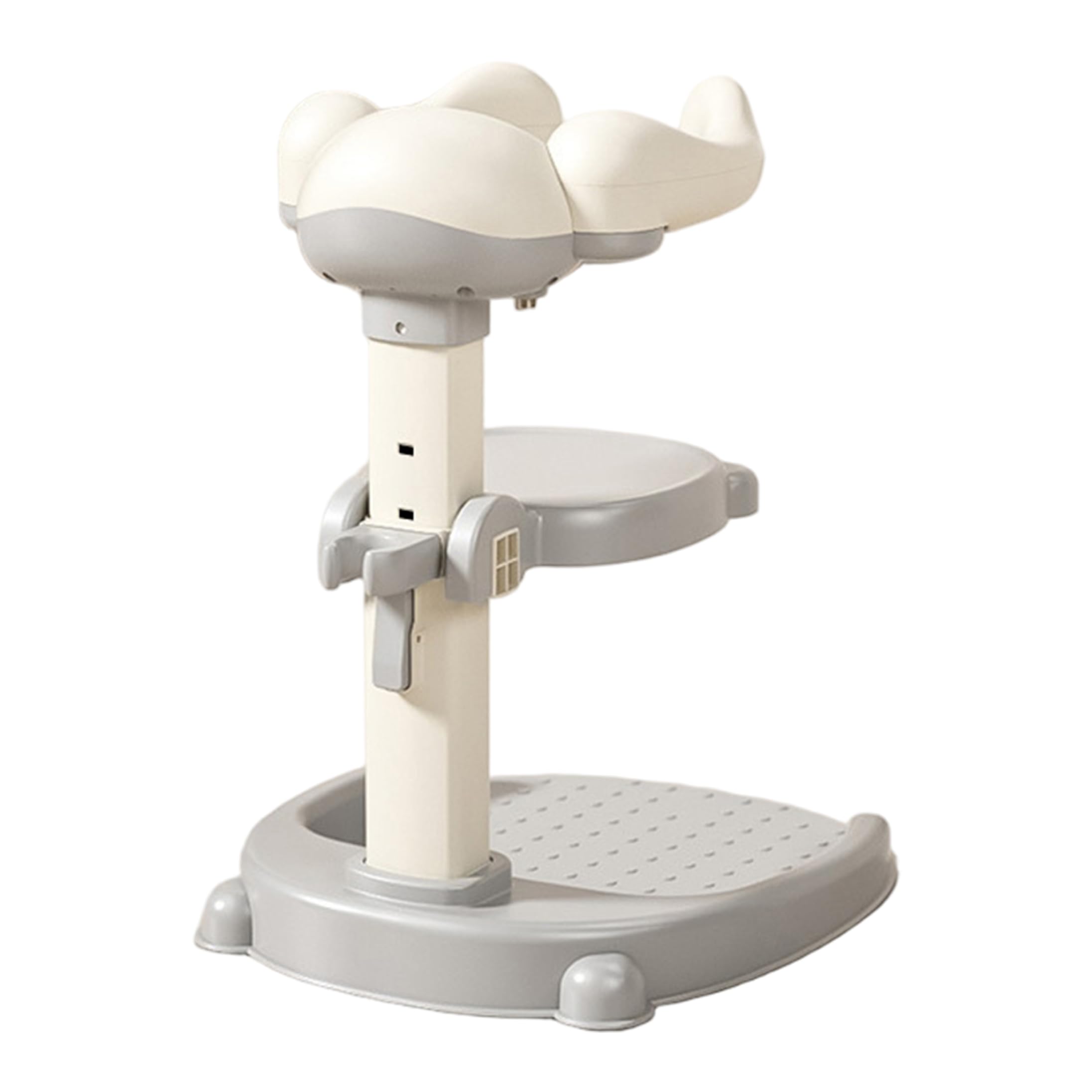 Doccia in piedi per bambini, supporto per bagnetto regolabile con base antiscivolo e sedile rimovibile, grigio