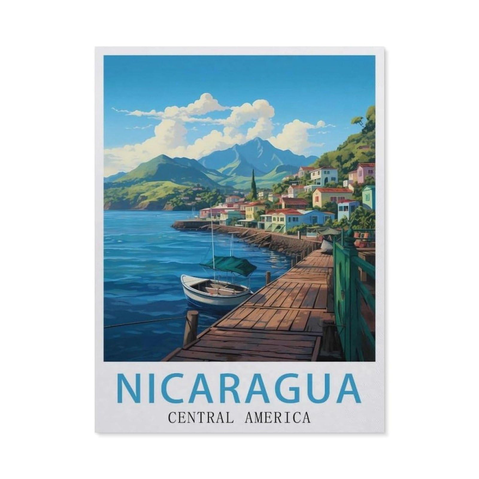 Vintage Metal Tin Sign，Nicaragua Central America(30x40cm）