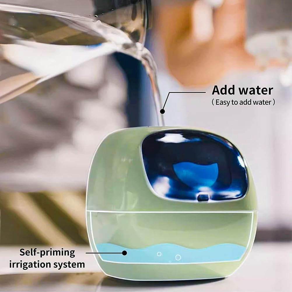 Vaso per piante intelligente con schermo LCD, controllo APP, 49 espressioni e 7 sensori, fioriera intelligente per visualizzazione di ora, data e meteo