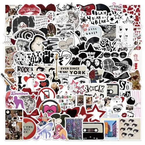 100 Pcs Autocollants Esthétiques Rétro Y2K, Stickers Scrapbooking, Stickers Kindle, Décalcomanies Imperméables Amusantes, pour Bagages Album de Découpage...