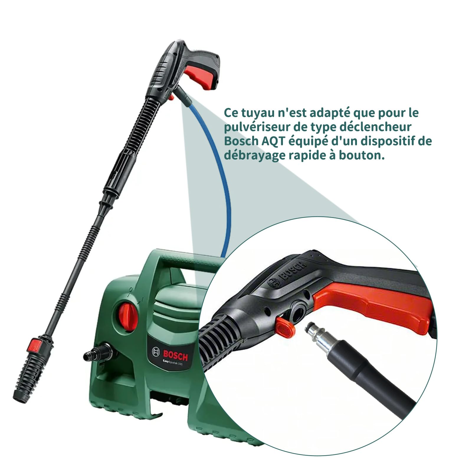 NAMOTEK Tubo di ricambio ad alta pressione 15 m per serie Bosch AQT – Tubo di prolunga con kit di pulizia tubi, raccordo e attacco rapido – Blu