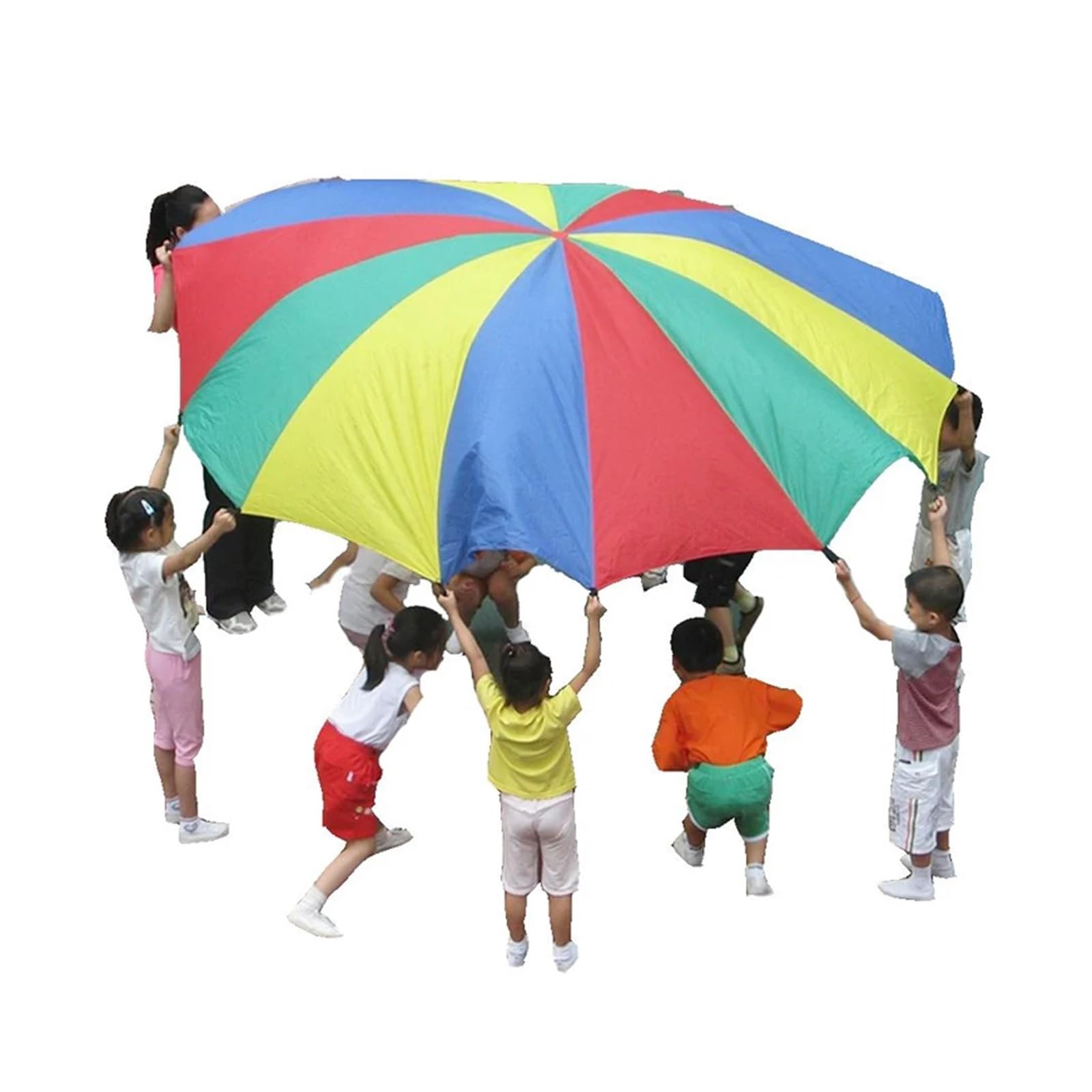 Spielen Fallschirm Regenbogen Fallschirm Spielzeug Zelt Outdoor Spiele Sport Sensorische Spielzeug Spielplatz Spaß Kooperative Aktivitäten for Geschenk für Hinterhof, Spielplatz(Diameter 5M)