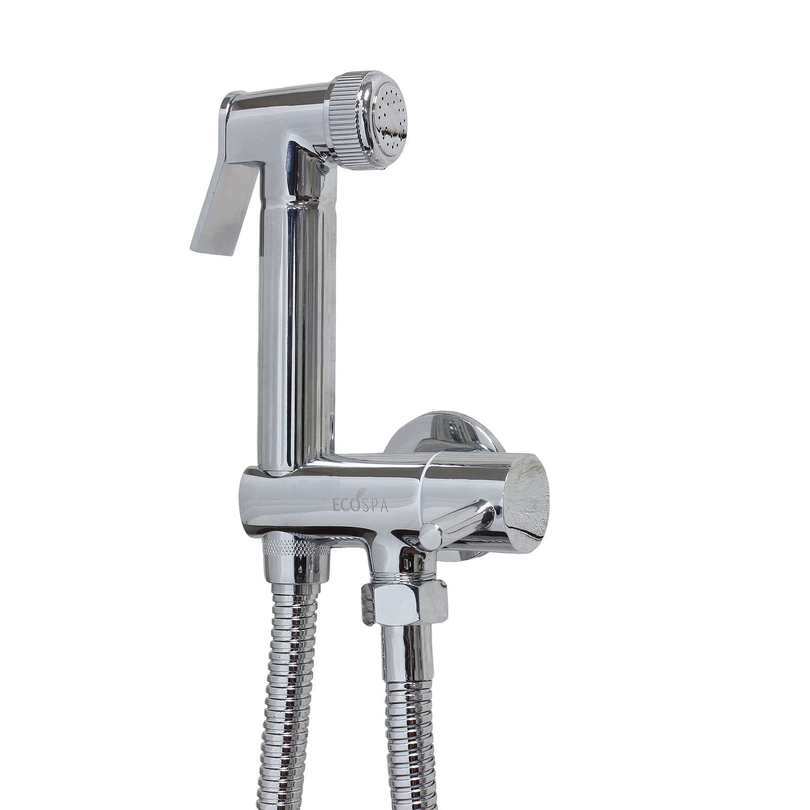 ECOSPA Handheld Bidet Spray Kit Chrome Shattaf Douche with Holder, Hose and Shutoff