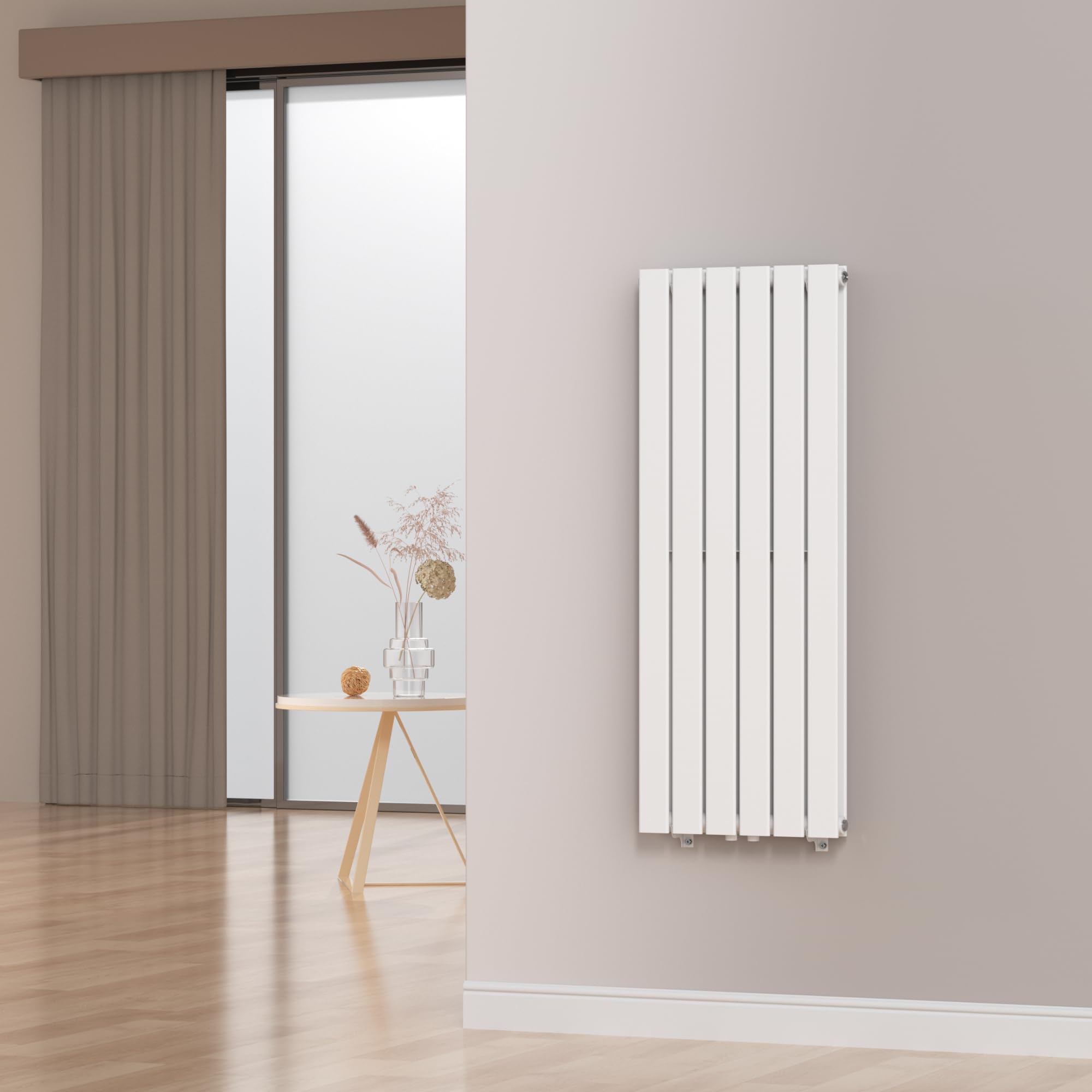 [neu.haus] Flachheizkörper Nore Designheizkörper Heizung Paneelheizkörper Raumheizkörper Mittelanschluss Doppellagig Vertikal für Wohn-und Schlafzimmer Küche Bad 120x45cm Weiß 1140W