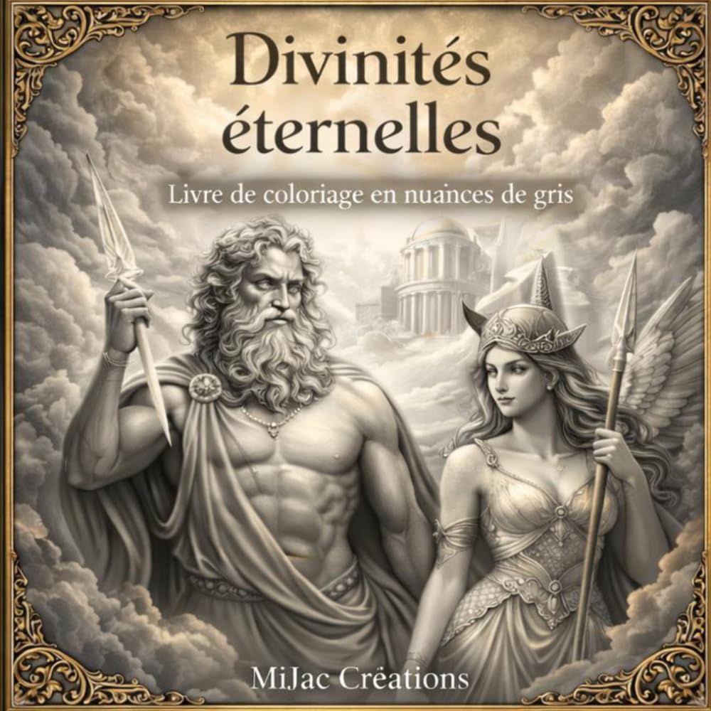 Divinités Éternelles: Livre de coloriage en nuances de gris