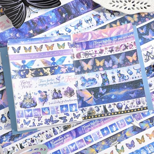 Image of PAGEMORE 35 Rolls Washi Tape Set, Purple Dreamly Butterfly Decorative Tape, Scrapbook Supplies for Junk Journal, Scrapbooking Supplies Decor, DIY Craft Projects Materials for Girls and Women