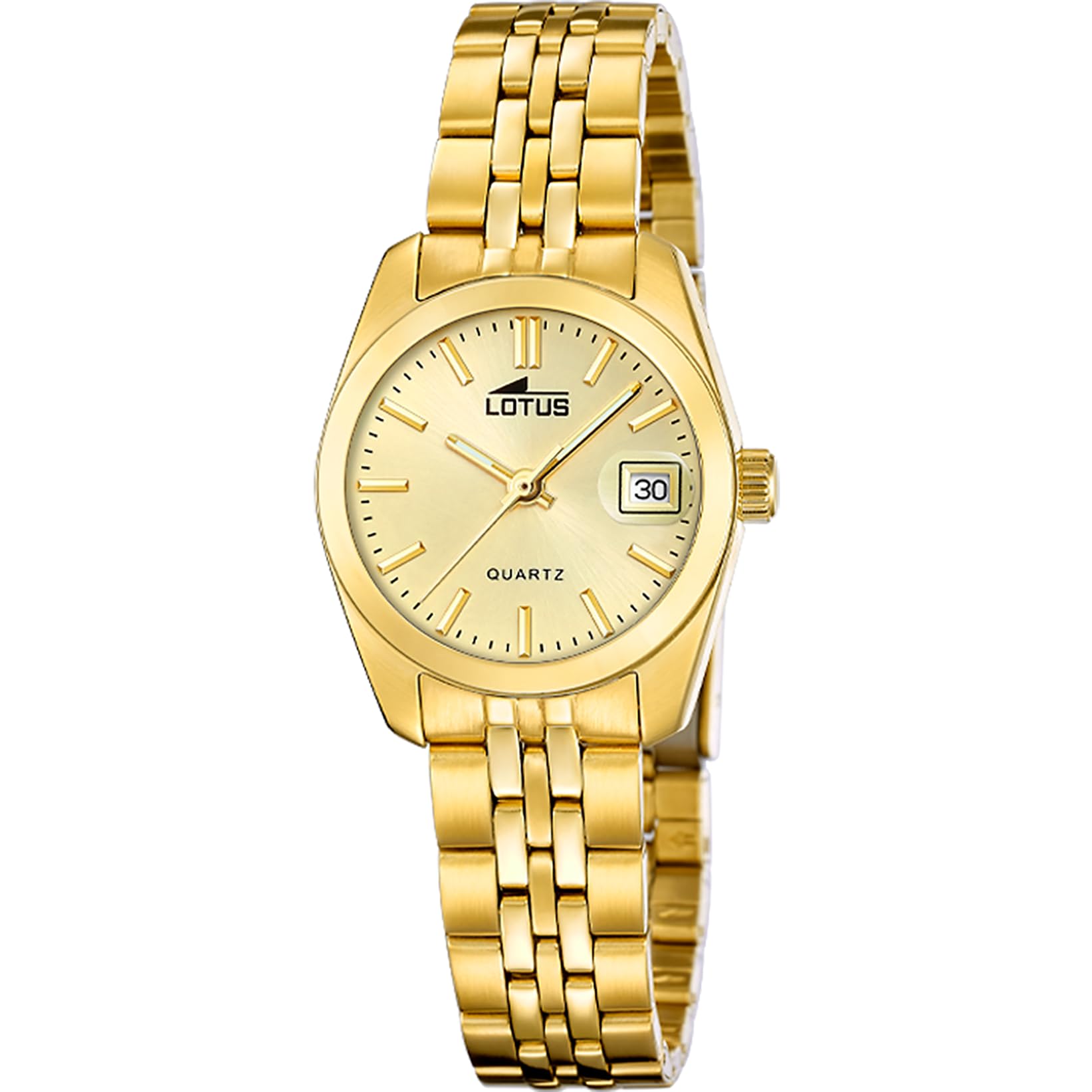 LOTUS Orologio Donna Analogico Acciaio Inossidabile 316L Oro - Movimento al Quarzo - Vetro Minerale ad Alta Resistenza - Impermeabile 5 ATM - Calendario 18993/6 - Old Money