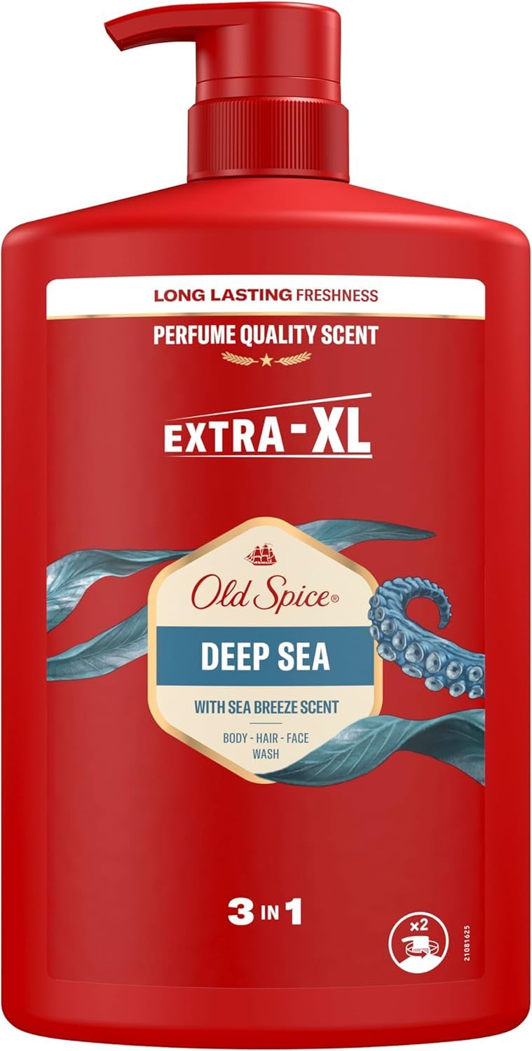 Old Spice Deep Sea 3 in 1 Shower Gel & Shampoo for Men 1000ml, Body Hair Face Wash, Long Lasting Fresh Freshness, Deep Cleansing, Gentle on Skin, Daily Use-image-43