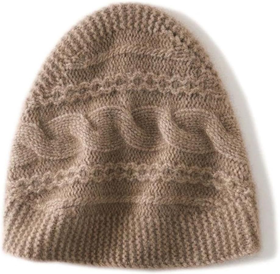 Women Beanie Cashmere Textured Solid Color Knitted Warm Outdoor Hats