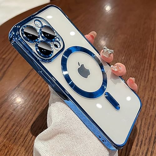 Miniatura 1 de Funda magnética para iPhone 15 Pro transparente compatible con MagSafe protector de lente de cámara integrado, suave, delgada, a prueba de golpes,