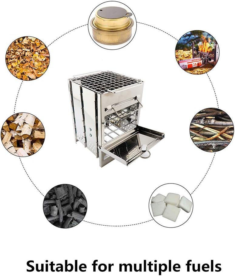 Camping Cookware, Packpacking Stove Survival Wood Stove Wood Burning Portable Stove Foldable