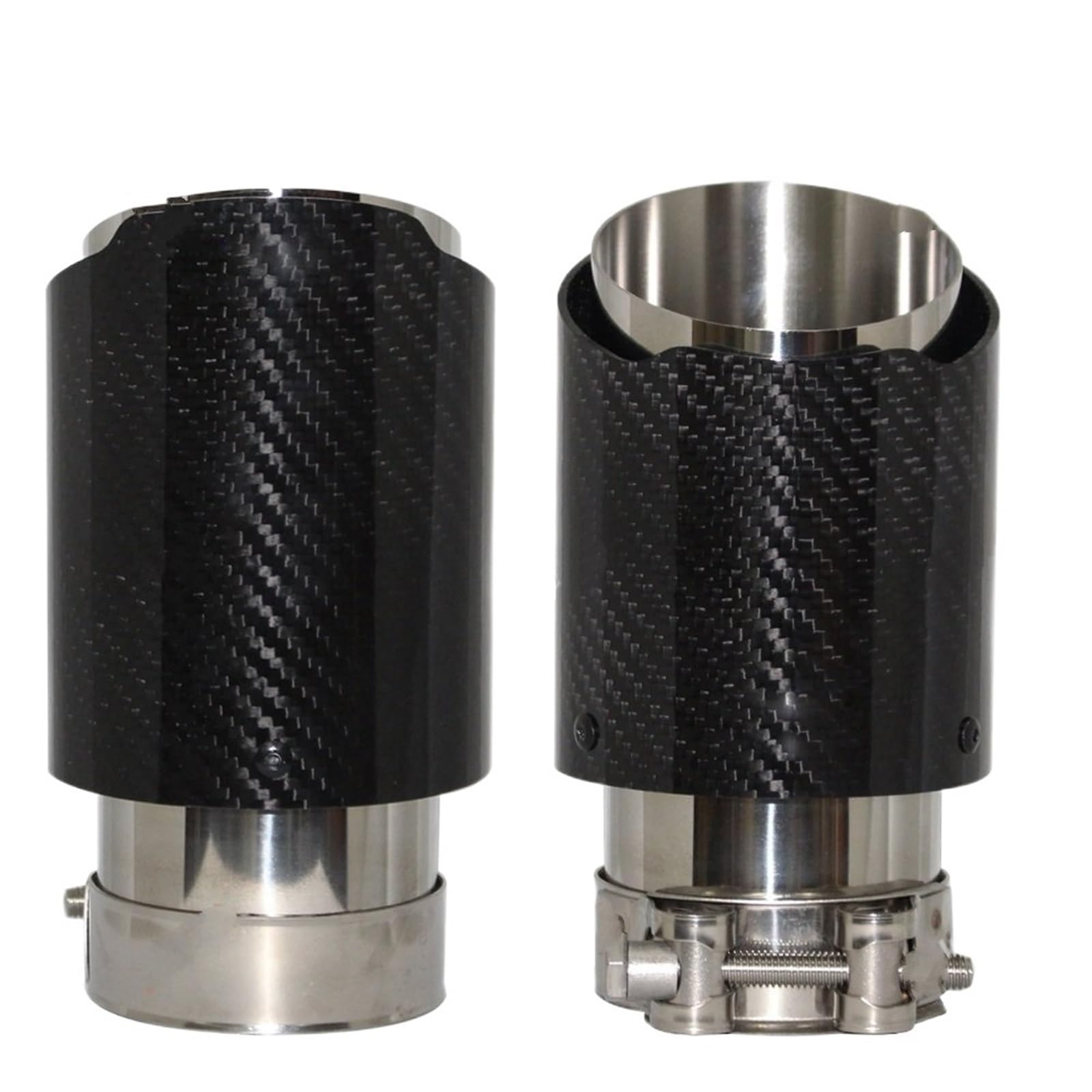 Wyloty wydechowej samochodu Auto Tłumik wydecho Uniwersalny tłumik z włókna węglowego Końcówka tłumika wydechowego Rura tłumika prosta nierdzewna(57mm-76mm)