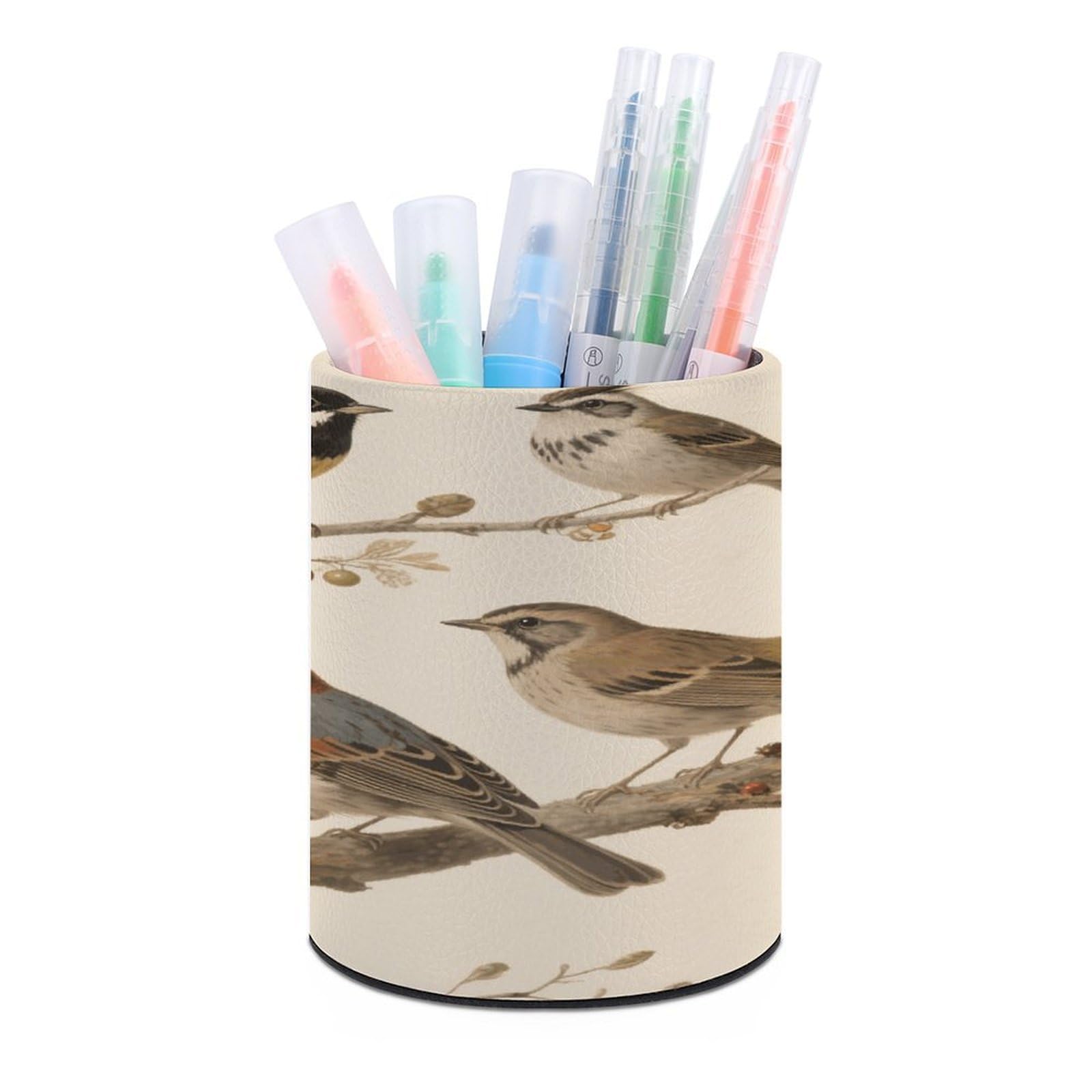 VstaDank Vintage Bird Pen Holder for Desk Makeup Brush Holders Stylish Pen Cup Cute Pencil Cup Round Pencil Holder Decor Brush Scissor Holders for Multifunctional Office Supplies