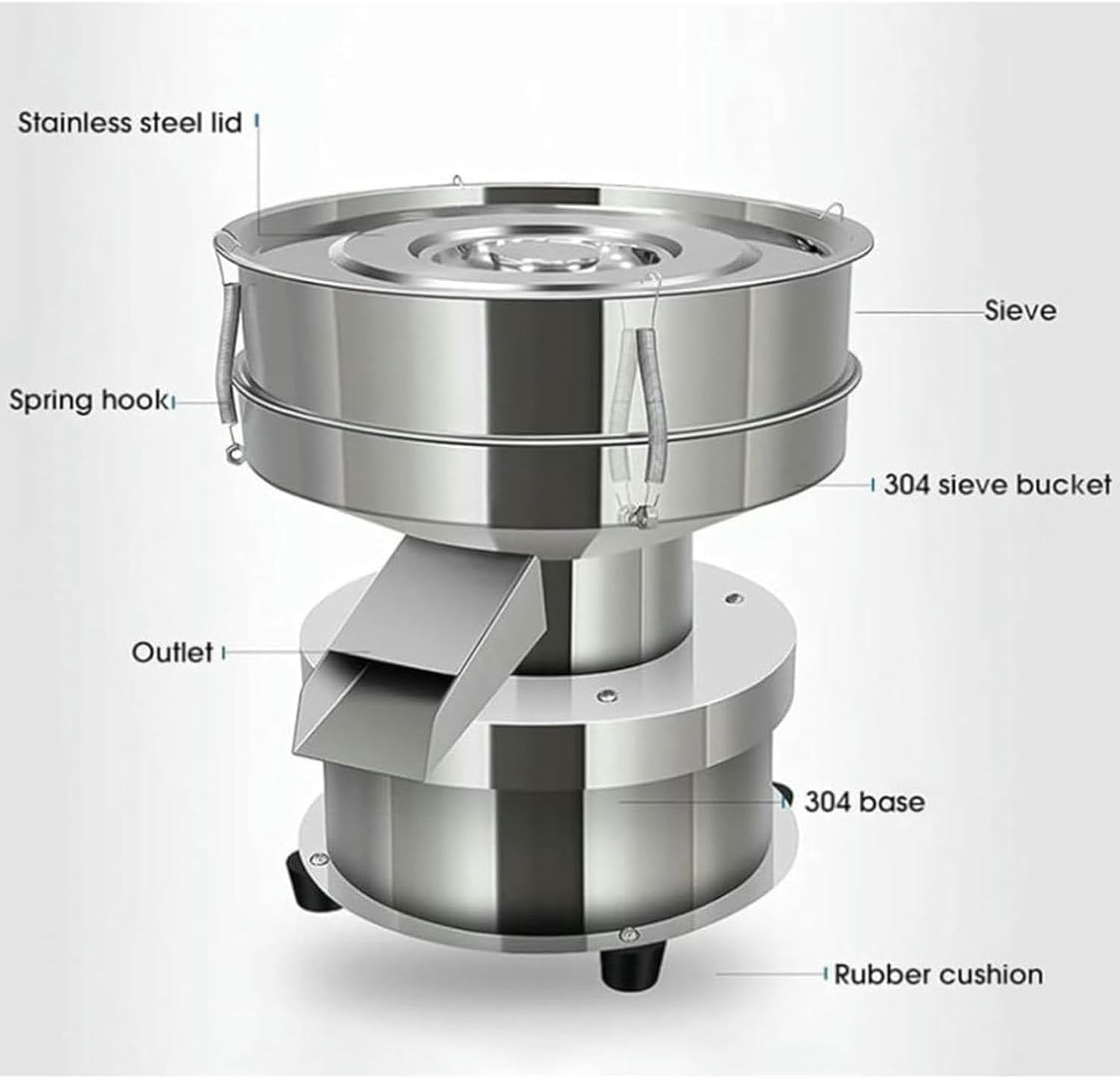 Automatic Powder Screening Machine, 50W Electric Vibratory Screening Machine, Electric Vibratory Screening Machine for Flour, Steel Vibratory Screening Machine~/