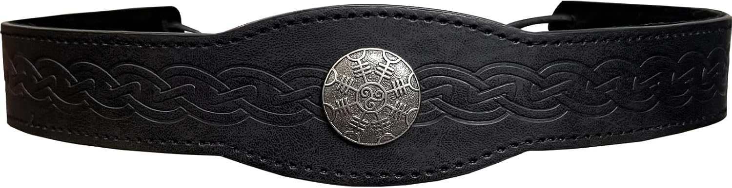 HiiFeuer Medieval Embossed Faux Leather Headpiece, Retro Renaissance Adjustable Headband, Cosplay Costume Accessories