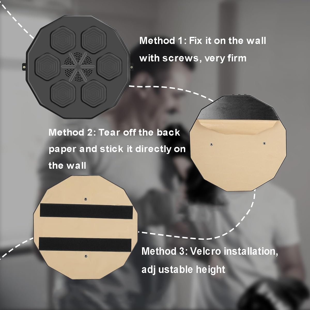 Máquina de Boxeo Inteligente para Interiores, con luz LED Bluetooth montada en la Pared, con música, Guantes de Boxeo, Almohadilla de Boxeo con música electrónica para Entrenamiento de Boxeo en casa,
