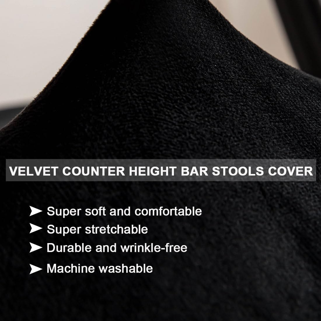 Levoberg Bar Stool Cover Rectangle Velvet Stretch Counter Height Barstool Slipcovers Rectangular Kitchen Counter Saddle Stool Cover Vanity Stool Cover for Wooden Metal Bench 4 Pack