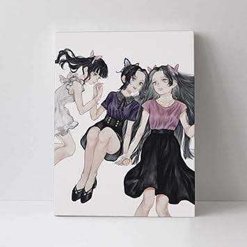 Amazon Co Jp 鬼滅の刃 胡蝶しのぶ 栗花落 カナヲ 胡蝶 カナエ 絵画 インテリア アート ポスター 壁掛け 装飾画 壁掛け 木製の枠 キャンバスアート 壁の装飾画 40cm 30cm ホーム キッチン