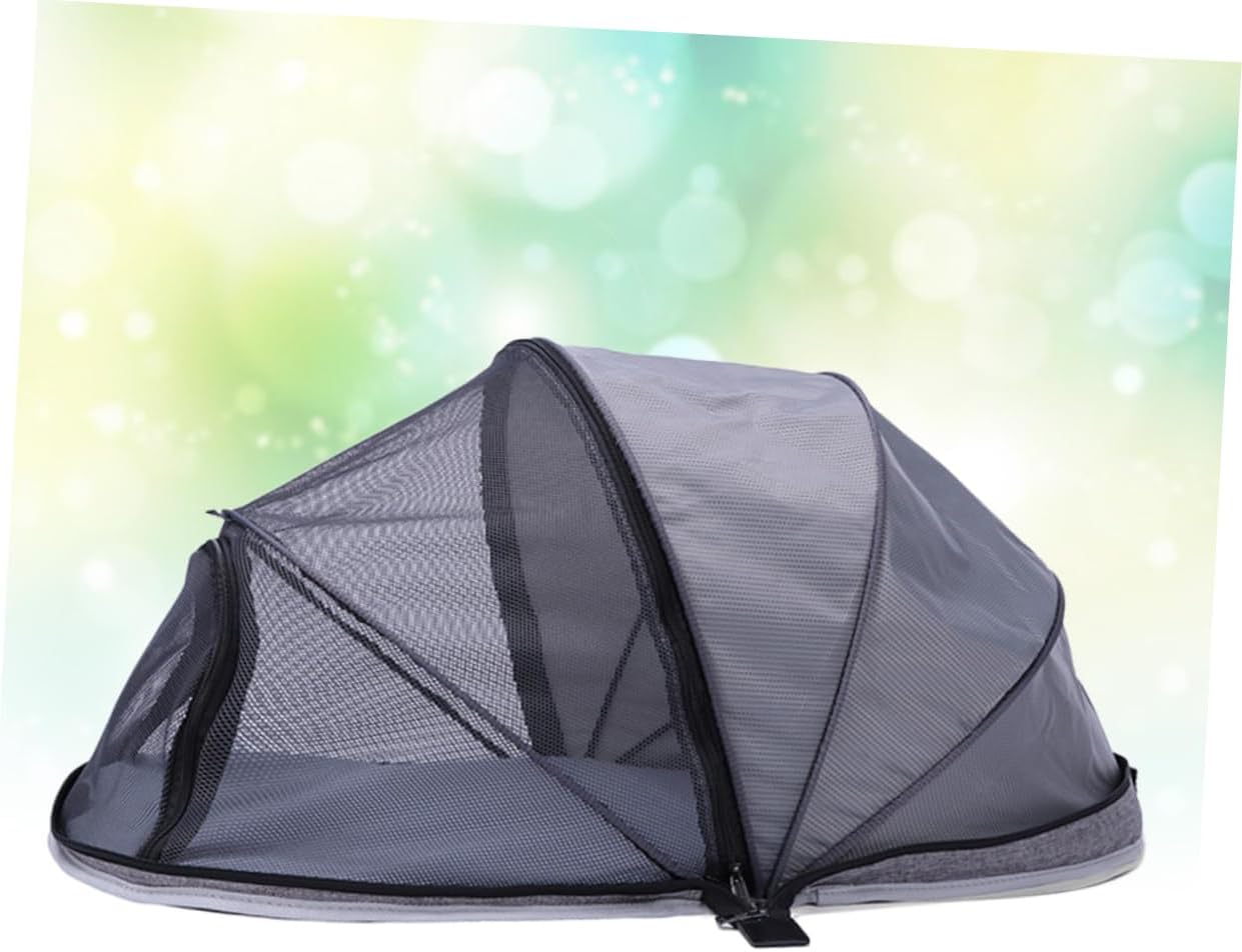 Pet Outdoor Tent for Dogs and Cats Breathable Car Carrier Mat Grey Half Mesh Design for Indoor Outdoor Use Durable Water Resistant Materials