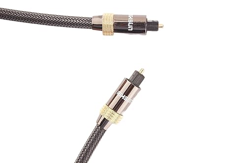 Miniatura 6 de Rixsun Cable de audio óptico, cable de audio de fibra óptica de 15 pies con funda de aluminio, cable trenzado de nailon, anillo antideslizante