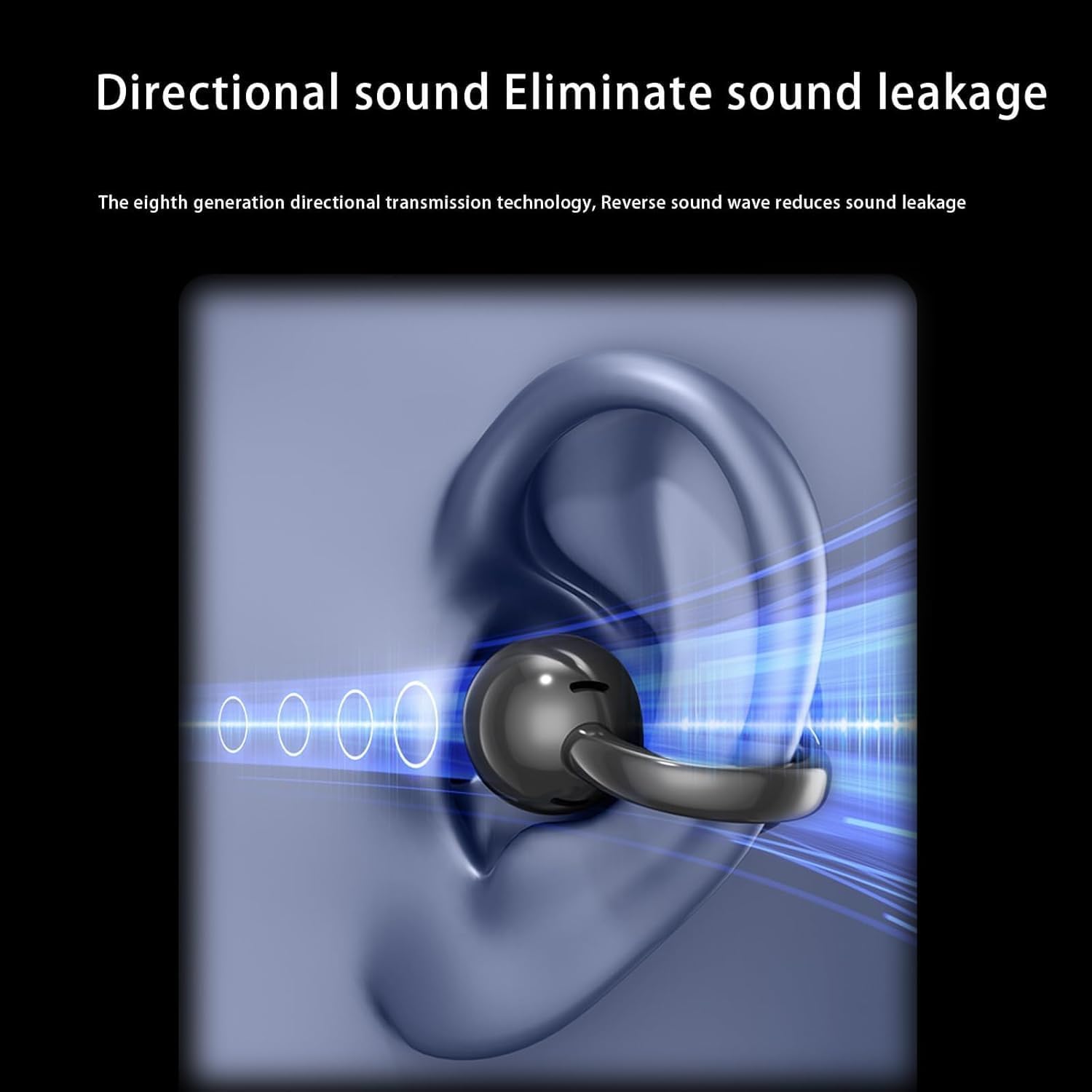 LELEBEAR M100 Clip on Ear Headphones, C02 Clip Earbuds, Open Ear Clip Headphones Wireless Earbuds Bluetooth 5.4 Sports Earphones with Wireless LED Touch Screen (Purple)