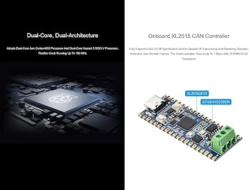 RP2350 CAN Development Board Based on Rasp Pi RP2350 Dual-core & Dual-Architecture Microcontroller Chip, Onboard XL2515 CAN Controller, Compatible with Raspberry Pi Pico Modules