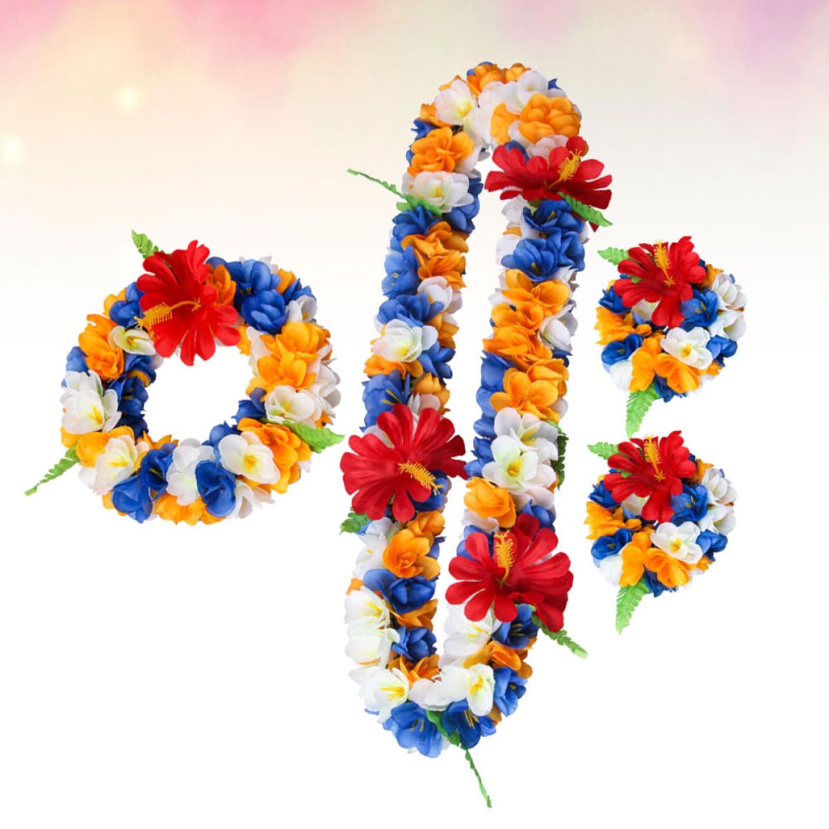 Conjunto de Guirnaldas Hawaianas 4 Piezas de Tela para Adultos