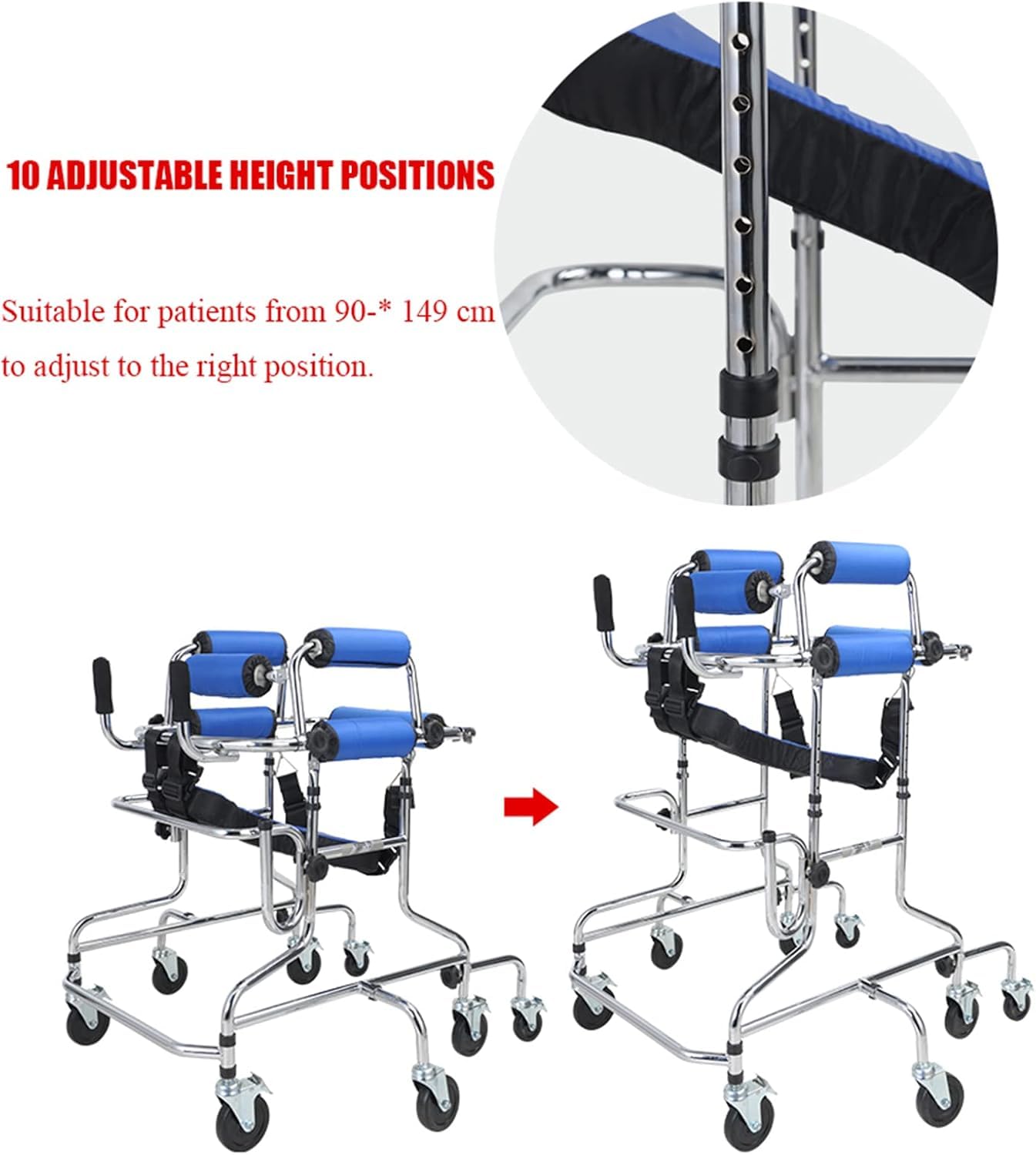 Deambulatori Rollator, per Disabili, Altezza Regolabile in Alluminio per Bambini E Adulti, Ausilio Portatile per Paralisi Cerebrale, Leggero, con Seduta Stabile, Allenamento Riabilitativo