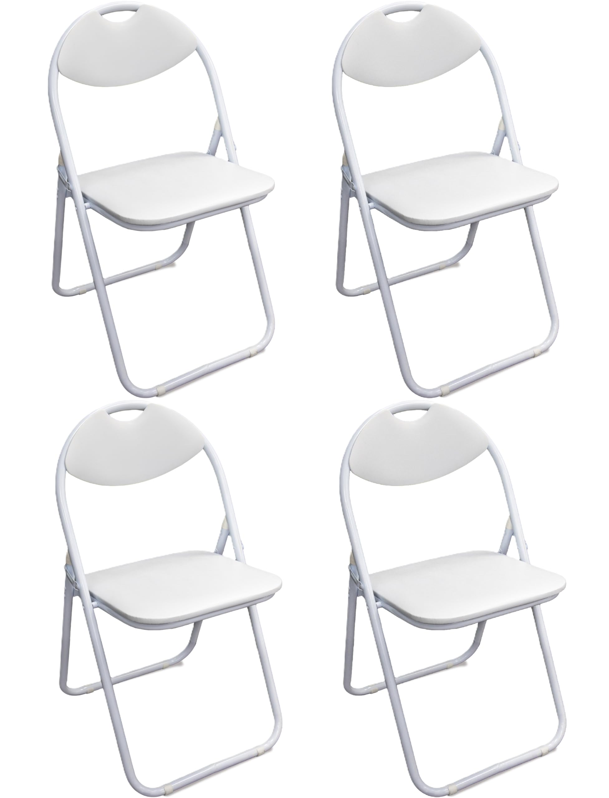Meown Folding Chair Padded Paris Faux Leather Chair - Easy to Fold and Store - Comfortable, Durable & Space-Saving Design For Home Office Or Dining (4, WHITE)