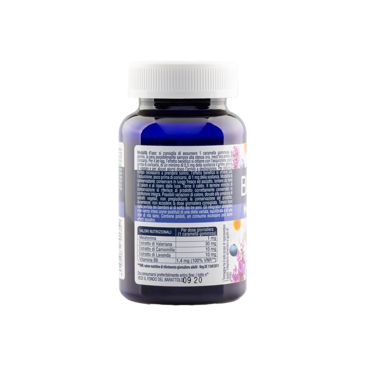 FRAU BEL SONNO, 30+7 Caramelle di Melatonina Gommosa con Valeriana, Camomilla, Lavanda e Vitamina B6, per Favorire il Sonno, Gusto Mirtillo