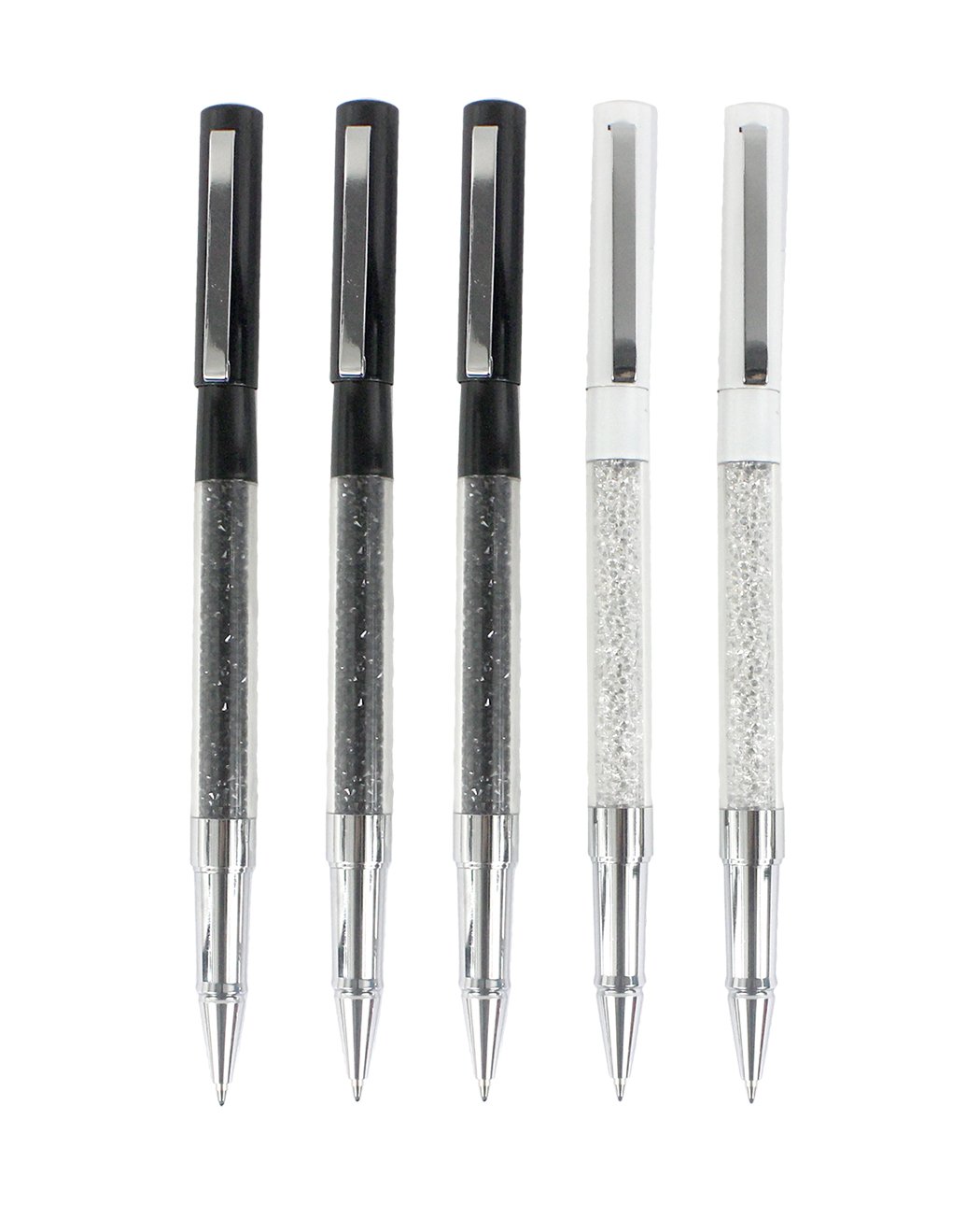Gullor Kugelschreiber 5 Stück – Slim Design Mit Kristallglitzer, 0,5 Mm Schwarz, Metall