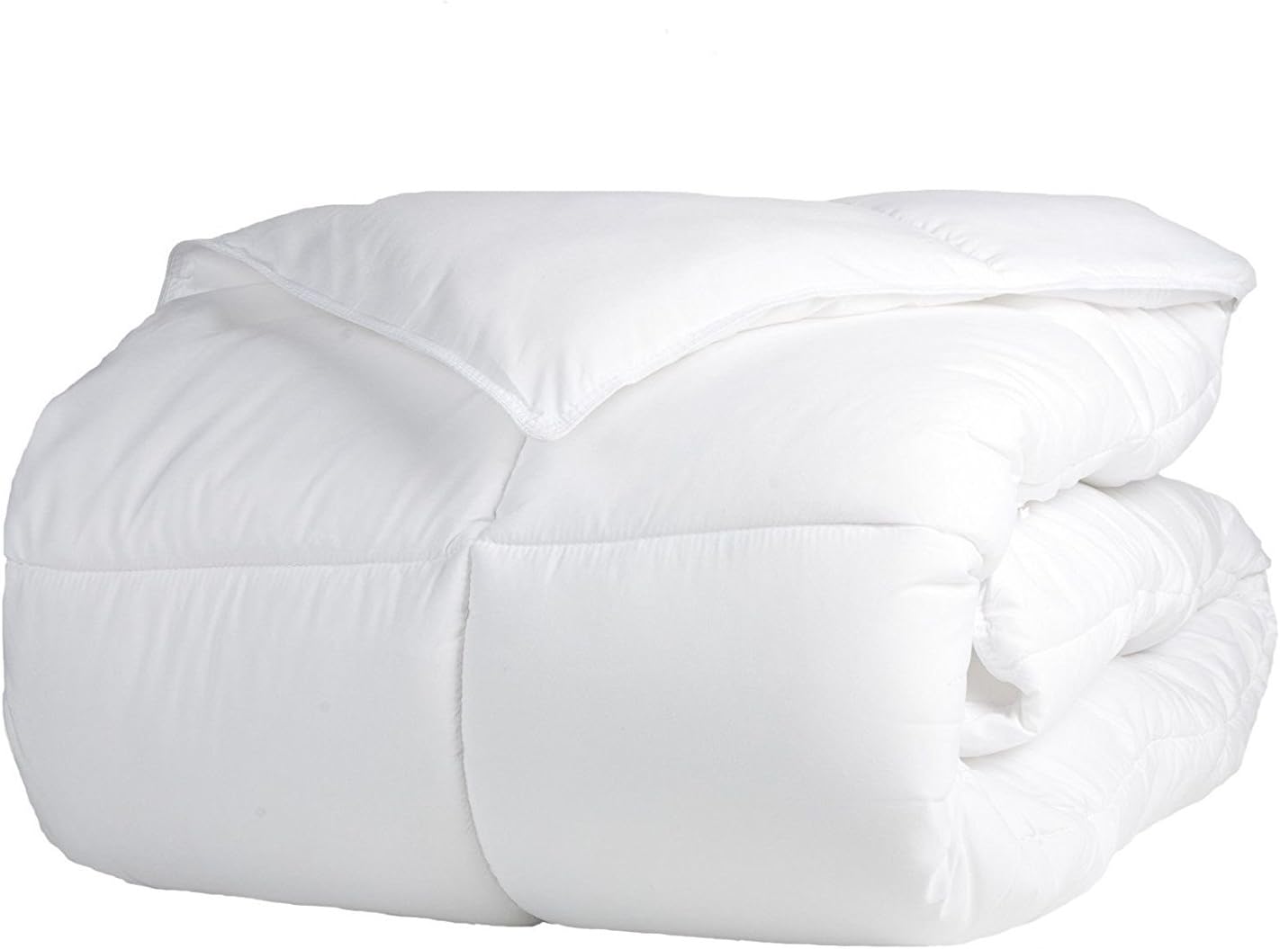 BNM Brushed Microfiber Solid Comforter, Down Alternative Bedding, Reversible, Medium Weight, Fluffy, Decorative, Plush Duvet Insert, Oversized Blanket, Box Quilt Design, Twin/Twin XL, White
