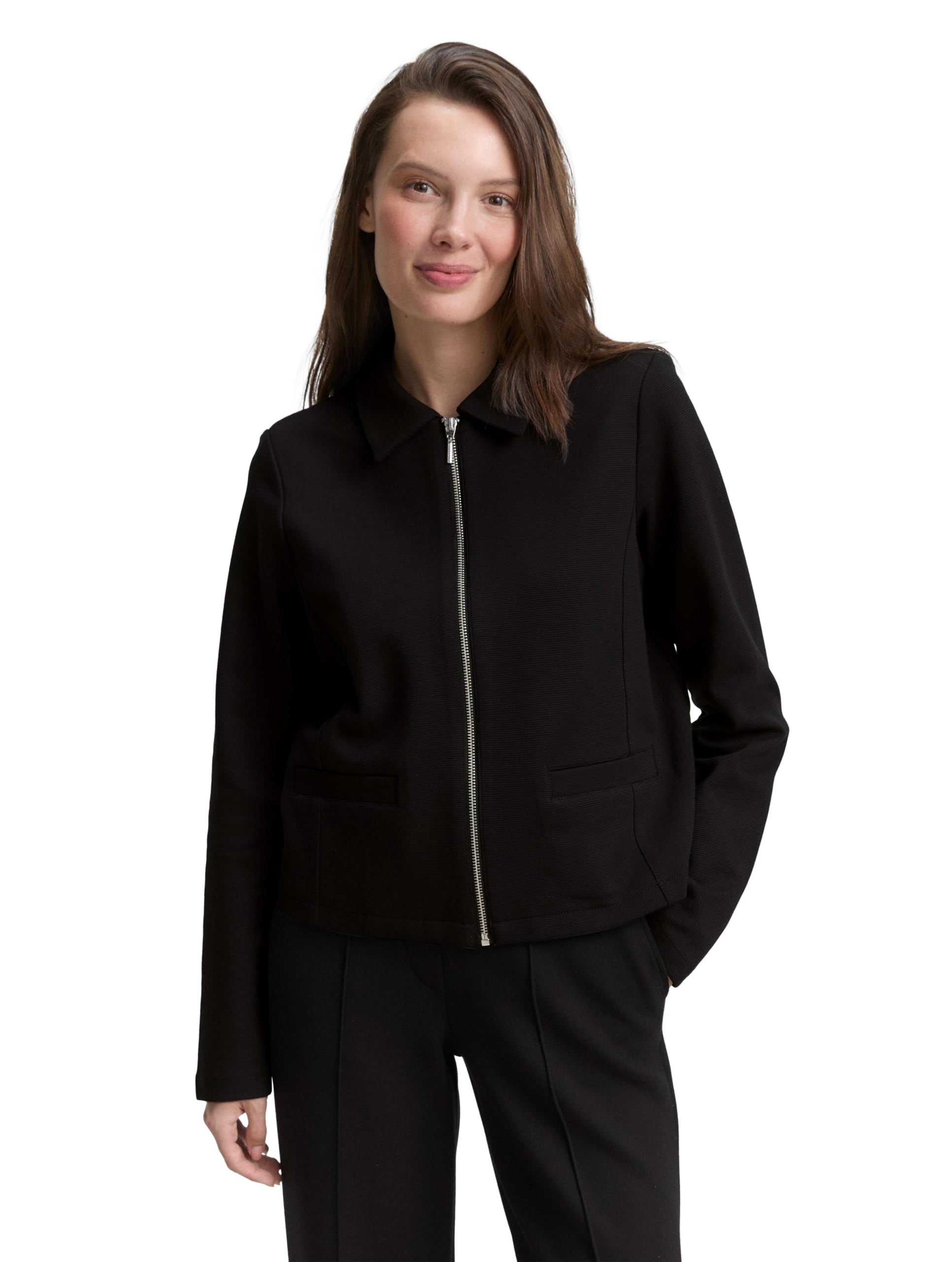 Tom Tailor Damen Regular Fit Jacke mit Reißverschluss