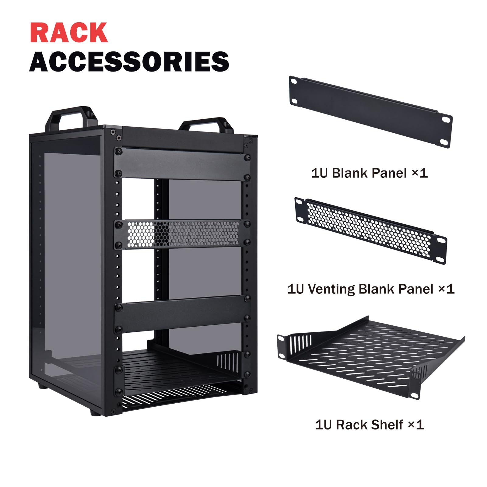 GeeekPi Szafa serwerowa 8U, DeskPi RackMate T1 Plus, 10-calowy stojak sieciowy do serwerów, sieci, urządzeń A/V, głębokość 260 mm, czarna