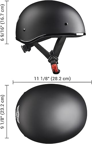Miniatura 8 de AHR Casco de motocicleta de media cara aprobado por DOT, medio casco para motocicleta, crucero, Chopper, Run-C y Run-D, negro mate o bandera